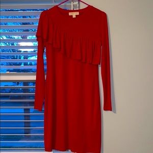 Michael Kors Red Ruffle Top Dress